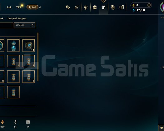 25 Lvl lol hesap 14 kutu 17,5 öz