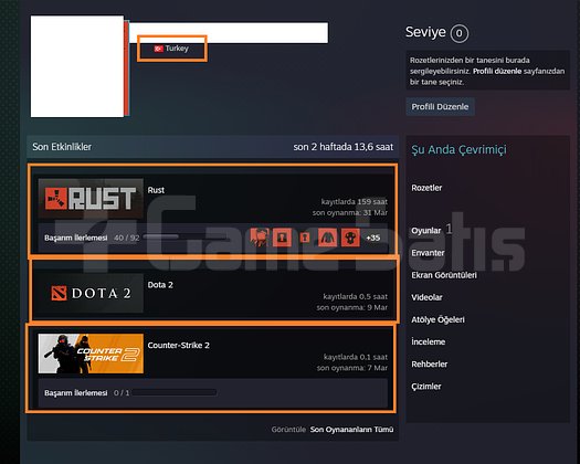 RUST 57 SKİNLİ 159 SAATLİ MAİLLİ MAİNLİK HESAP ACC