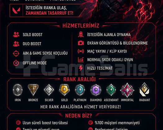 VALORANT RANK BOOST / DUO / KOÇLUK