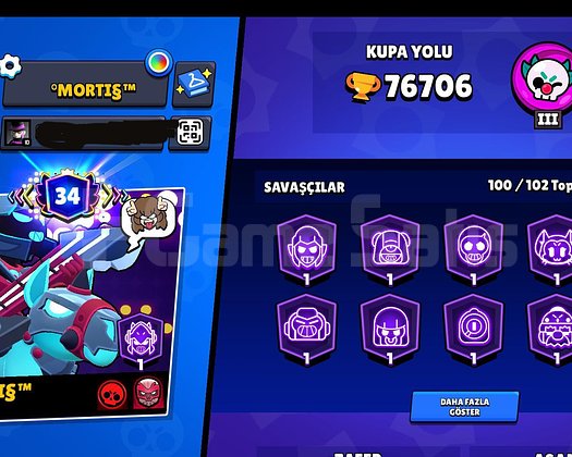 76K+100 Savaşçı+198 Elmas+50K Altın+295 Kostüm+Gma
