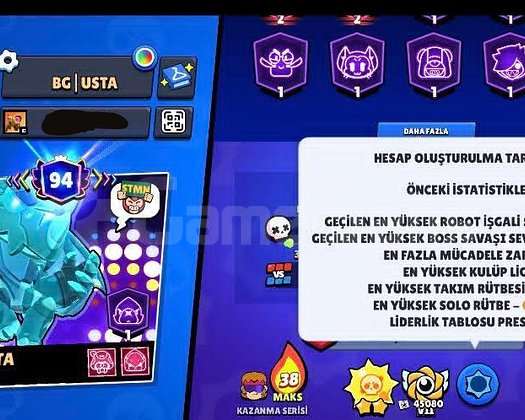 107K+102 Savaşçı+94 prestij+400 skin+Güneş şöhreti