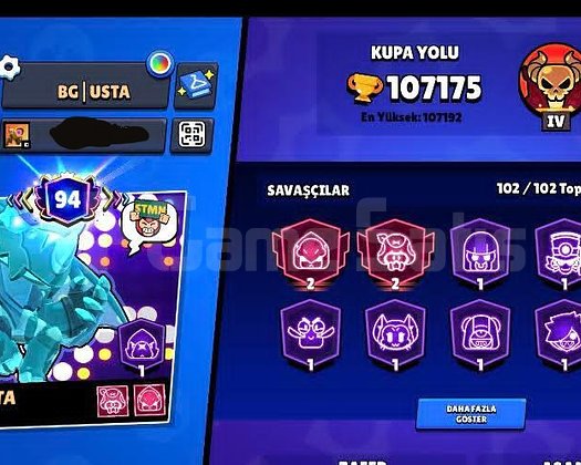 107K+102 Savaşçı+94 prestij+400 skin+Güneş şöhreti