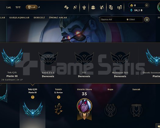 2022 Aged account Plat 3 54k mavi öz Ucuza!!!