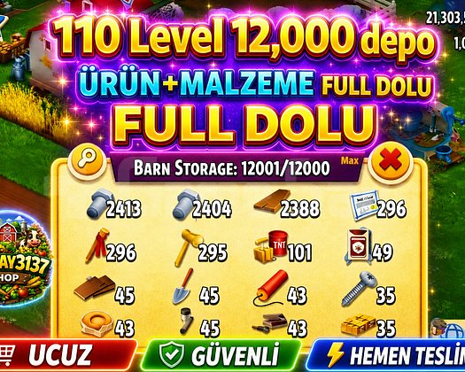 110 LEVEL 12.000 DEPO FULL MALZEME DOLU HESAP
