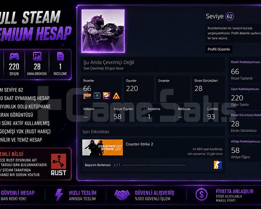 62 LVL  FACEIT 10  14.500 SAAT  UYGUN FİYAT