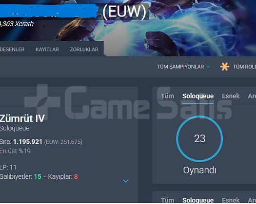 EUW / EMERALD 4 /+30 - 10 LP/AZ OYUN YÜKSEK MMR