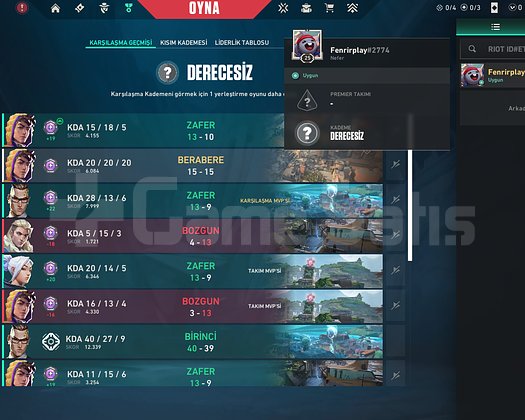 Ascendant 1 fresh hesap şuan unranked 1 maç lazım