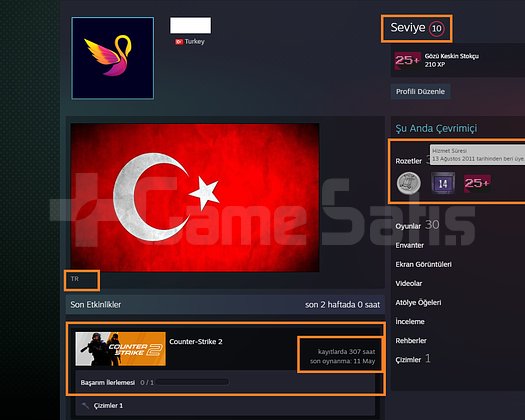 TR HESAP+18K OYUN+FACEİT+4 MADALYA 83 WİN 307 SAAT