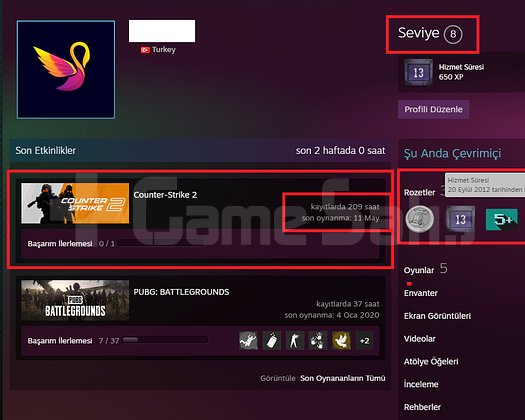 TR HESAP+FACEİT+4 MADALYA 58 WİN 210 SAAT SEÇKİN