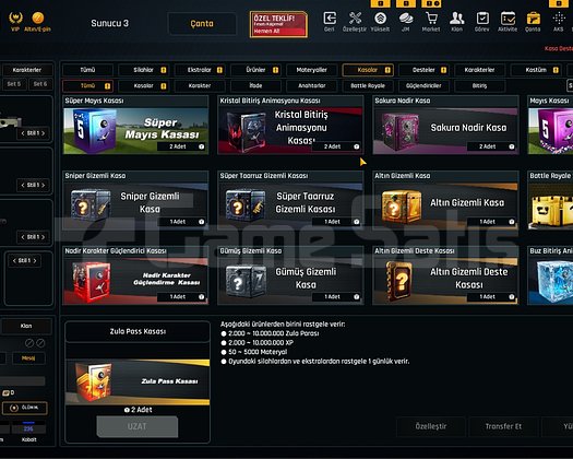 Sınırsızlı 37K Materyalli 58 Seviye Zula Hesabı