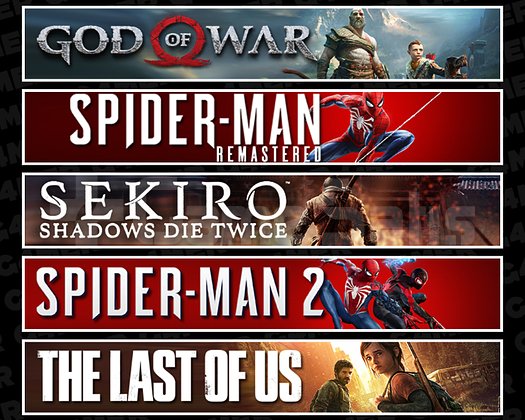 GOW + Spider 1 + Sekiro + Spider 2 + TLOU1