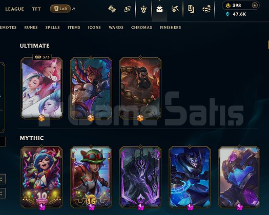 EUW 654 Kostüm Full şampiyon 80 WR Gold 4 Hesap