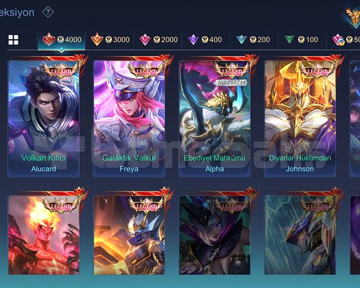 7 LEGEND MEGA 1 OLMAK ÜZERE BOL KOSTÜMLÜ HESAP