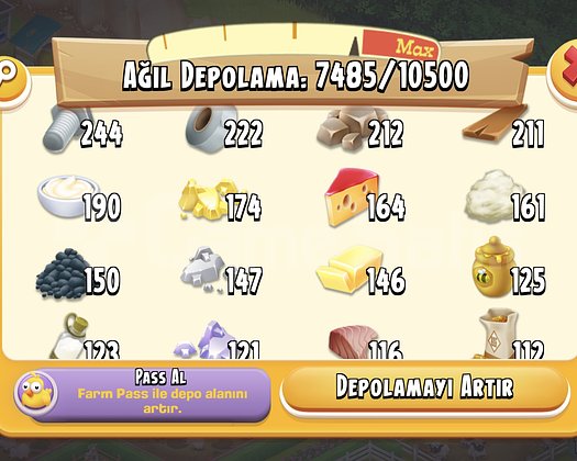 105 level 10.500 Ağıl 3.200 Ambar Full Hesap!