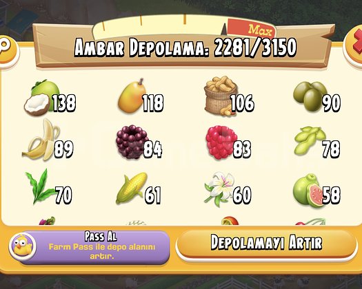 105 level 10.500 Ağıl 3.200 Ambar Full Hesap!