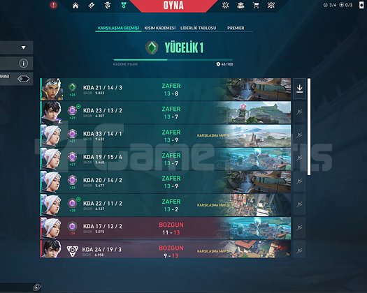 YÜCELİK 1 YÜKSEK MMR FRESH HESAP