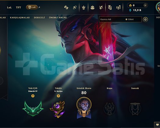 EUW / EMERALD 4 / +30 - 10 LP/ 72 WR YÜKSEK MMR