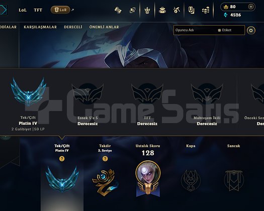 EUW PLAT 4  +30 -10 AZ OYUNLU HESAP