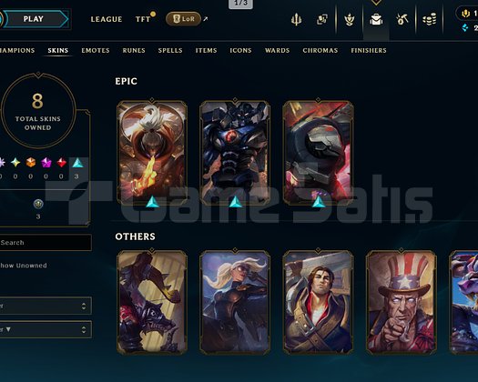 EUW - 47 LVL - UNRANKED -8 Skins -33 Champs + 7 HE