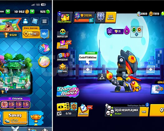 Brawl stars ve Clash Royale hesabı beraber acill