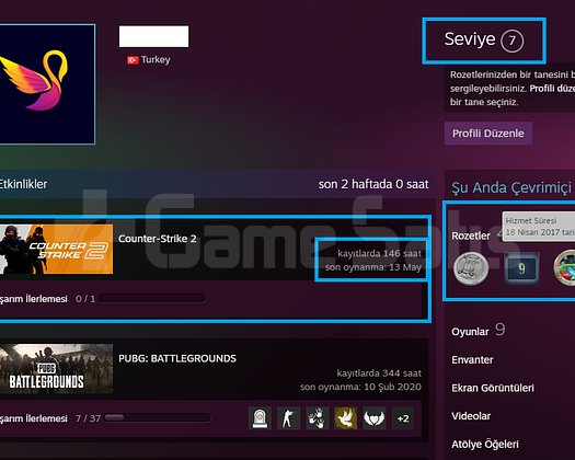 TR HESAP+FACEİT+3 MADALYA 48 WİN 146 SAAT SEÇKİN