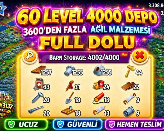 60 LEVEL 4000 DEPO FULL AĞIL DOLU HESAP