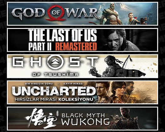 GOW + TLOU2 + Tsushima + Uncharted + Wukong