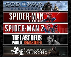 Ragnarök + Spider 1 + Spider 2 + TLOU2 + Wukong