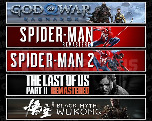 Ragnarök + Spider 1 + Spider 2 + TLOU2 + Wukong
