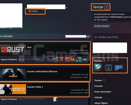 RUST 1.885 SAATLİ 67 SKİNLİ ÖZEL NADİR HESAP MAİLL