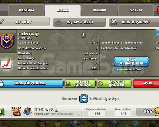25LV USTA 1 LİG BAŞKENT MAX AKTİF FİLİNTA KLANI