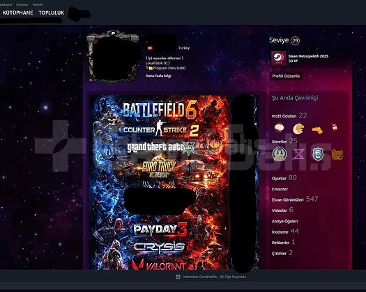 Steam Hesabı Satılık  45 Oyunlu Temiz Hesap