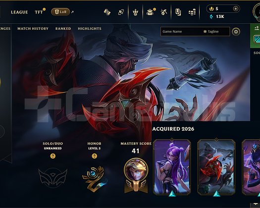 RANKED READY 30 LEVEL ZED KAISA LEBLANC HANDMADE