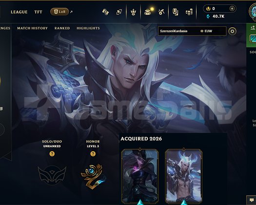 EUW 30 LEVEL RANKED READY HANDMADE 40K MAVİ ÖZ