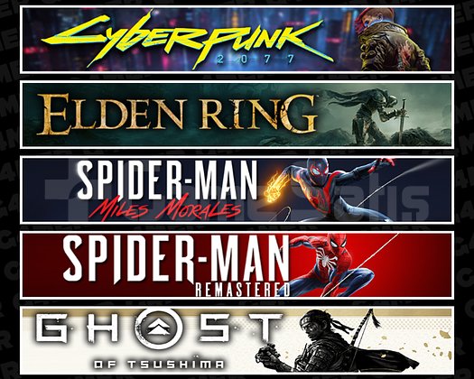Cyberpunk + Elden + Miles + Spider 1 + Tsushima
