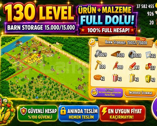 130 LEVEL 15.000 DEPO FULL MALZEME DOLU HESAP