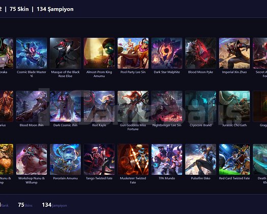 TR / 302 LVL + 75 SKİN + UNRANKED + FISTIK HESAP