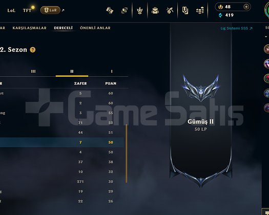 52 LVL HESAP 28 KOSTÜM SİLVER 2 GEÇEN SEZON GOLD