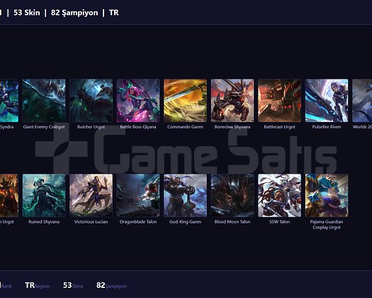 TR / 191 LVL + 53 SKİN + UNRANKED + MAİL !!
