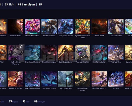 TR / 191 LVL + 53 SKİN + UNRANKED + MAİL !!