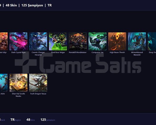 TR / 149 LVL + 48 SKİN + UNRANKED + MAİL !!