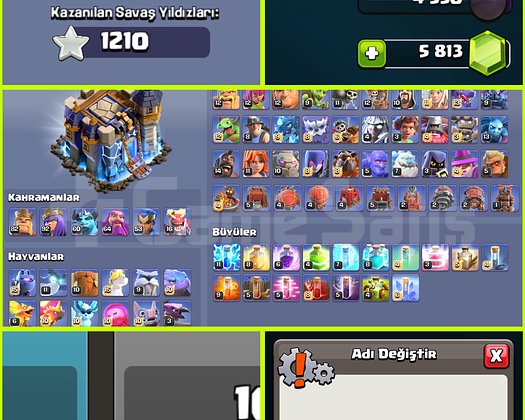 EŞSİZ ÖTESİ EKİPMAN!! 5900 ELMAS!! TH18 HESAP