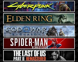 Cyberpunk + Elden + Ragnarök + Spider 1 + TLOU2
