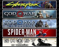 Cyberpunk + GOW + Ragnarök + Spider 1 + Tsushima