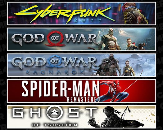 Cyberpunk + GOW + Ragnarök + Spider 1 + Tsushima