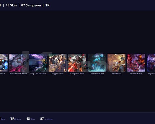 TR / 121 LVL + 43 SKİN + UNRANKED + MAİL !!