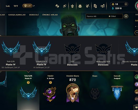 League Of Legends | TR | 248 SKİN | 719 LEVEL