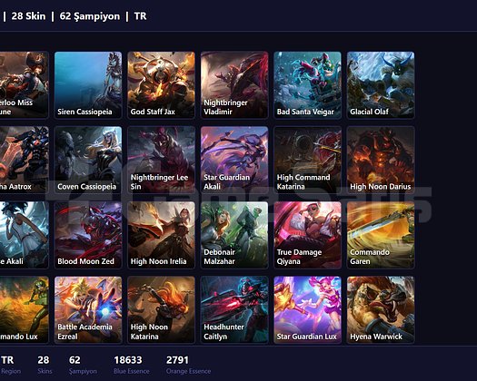 TR / 98 LVL + 28 SKİN + BRONZ MMR + MAİL