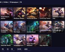 TR / 46 LVL + 7 SKİN + ALTIN MMR + MAİL  !