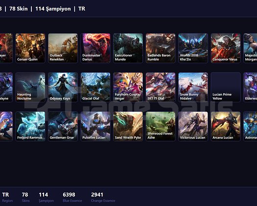 TR / 278 LVL + 78 SKİN + DERECESİZ + 2022 ÇAR !!
